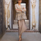 Golden Beige Peplum Set