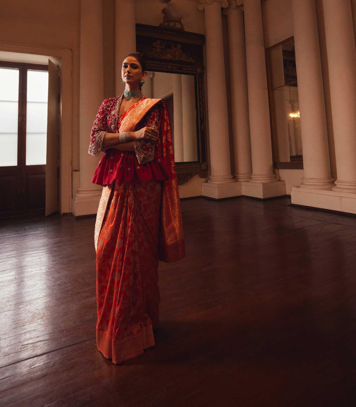 Orange Banaras saree set - Jayanti Reddy