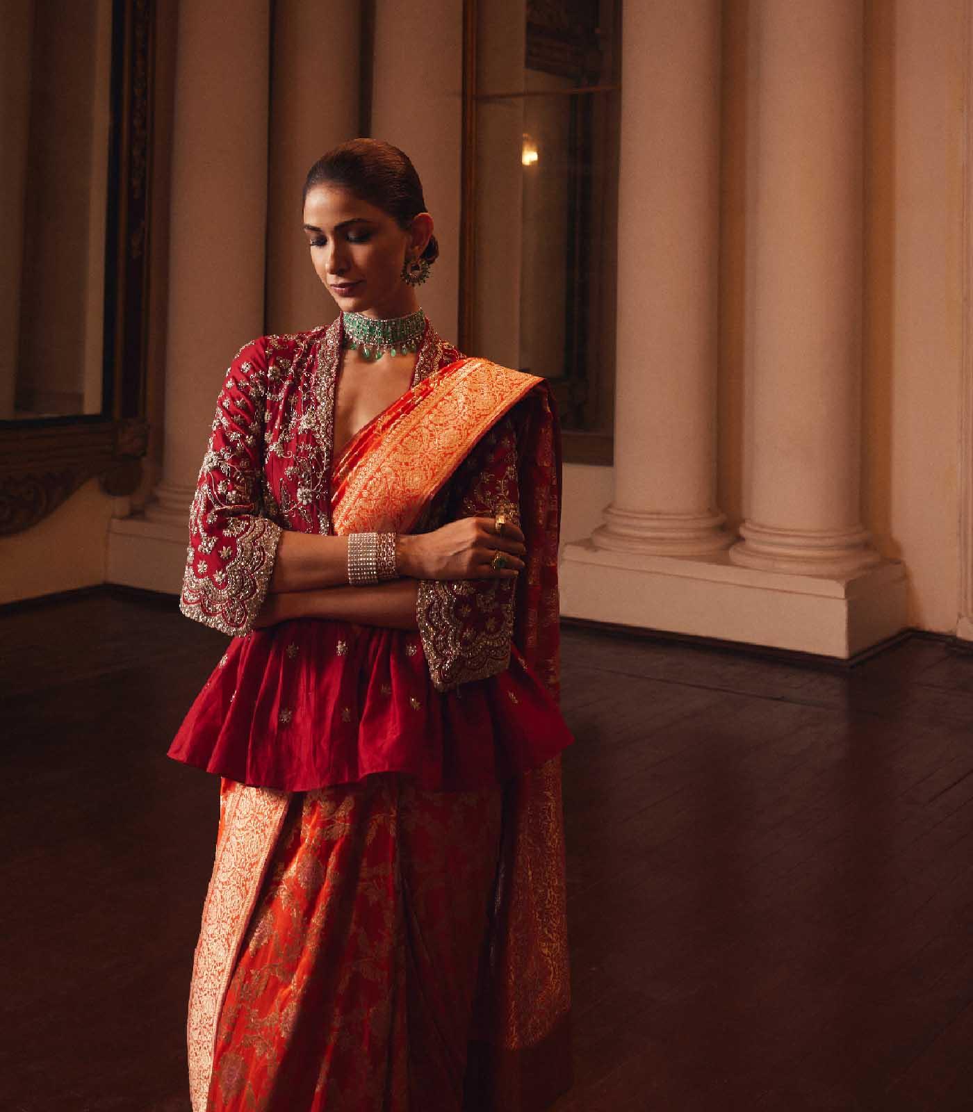 Orange Banaras saree set - Jayanti Reddy