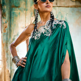 Emerald Green Off Shoulder Cape Set