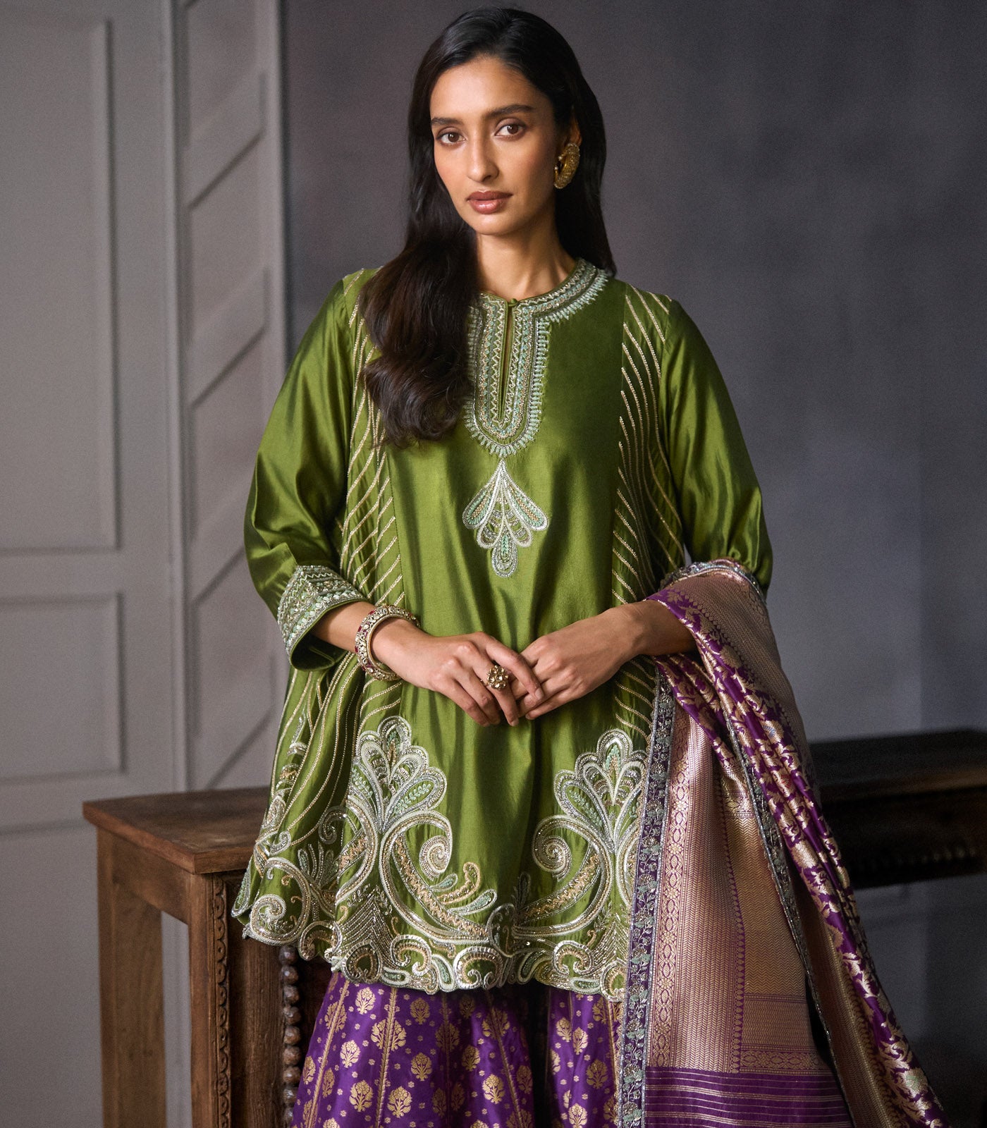 Olive Green Kurta Set