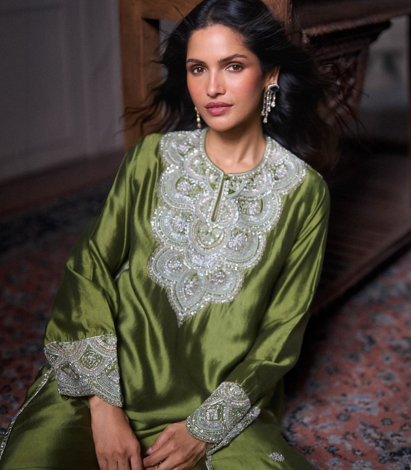 Olive Green Kurta Set