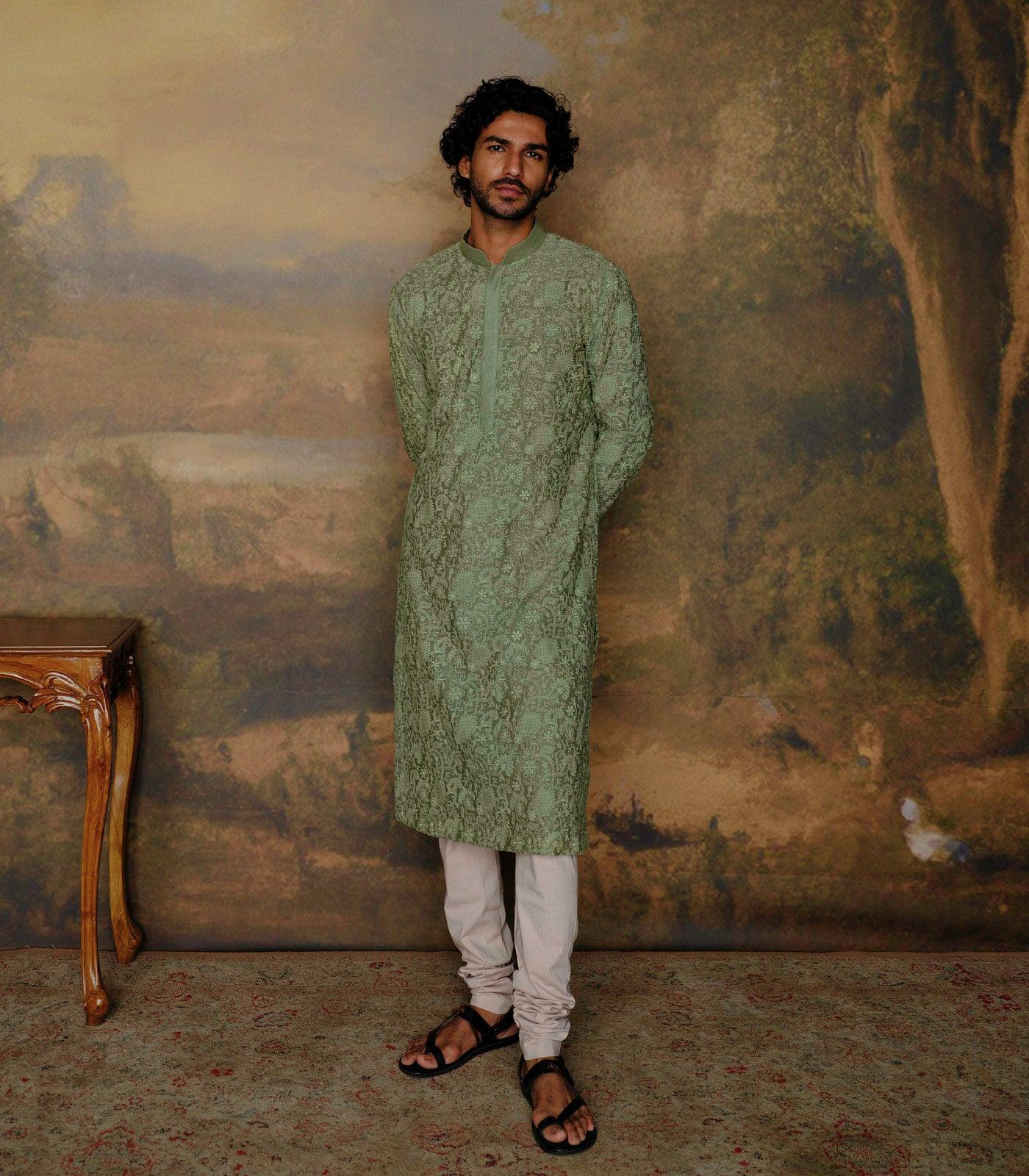 Mint Green Embroidered Kurta Set - Jayanti Reddy