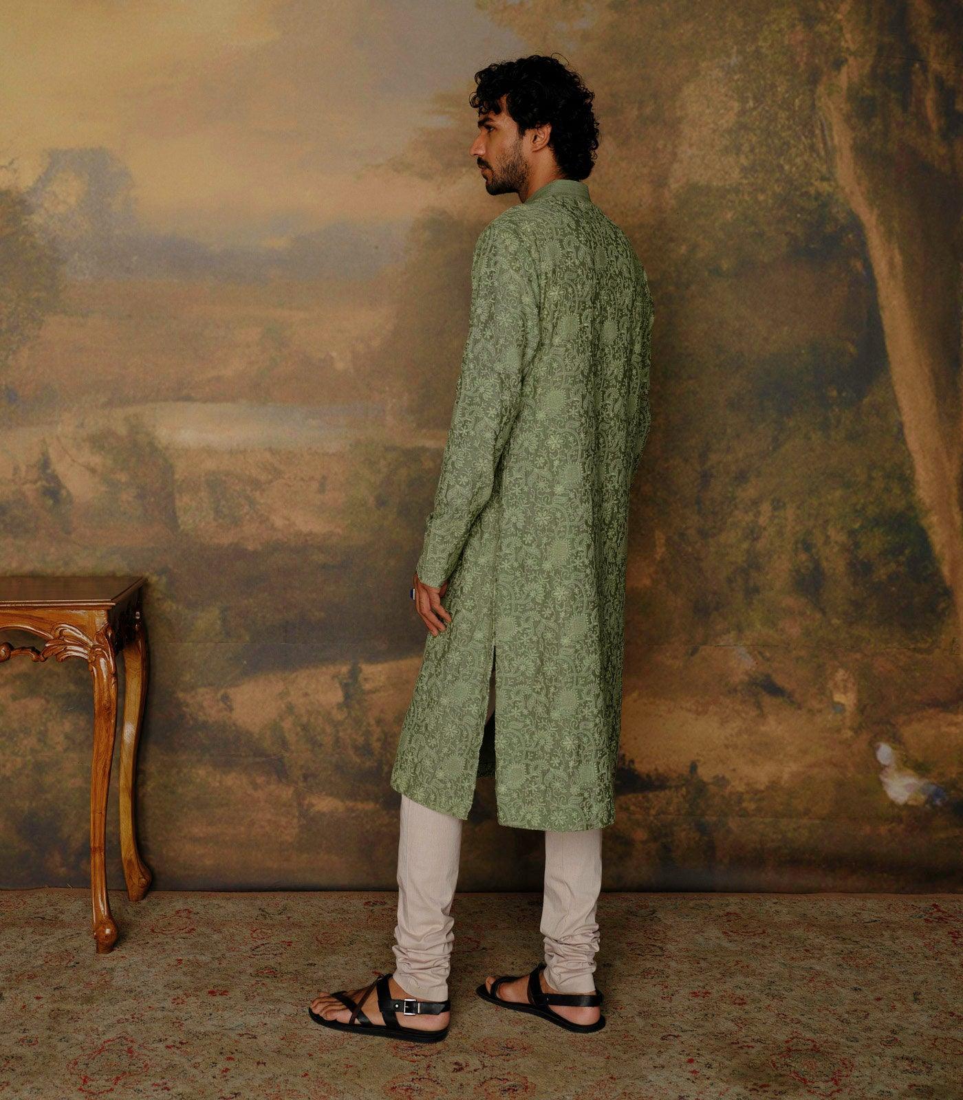 Mint Green Embroidered Kurta Set - Jayanti Reddy