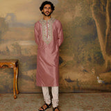 Peach Embroidered Kurta Set - Jayanti Reddy