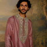 Peach Embroidered Kurta Set - Jayanti Reddy
