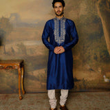 Navy Blue Embroidered Kurta Set - Jayanti Reddy