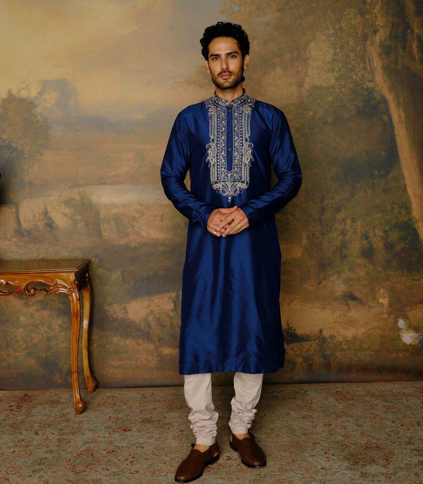 Navy Blue Embroidered Kurta Set - Jayanti Reddy