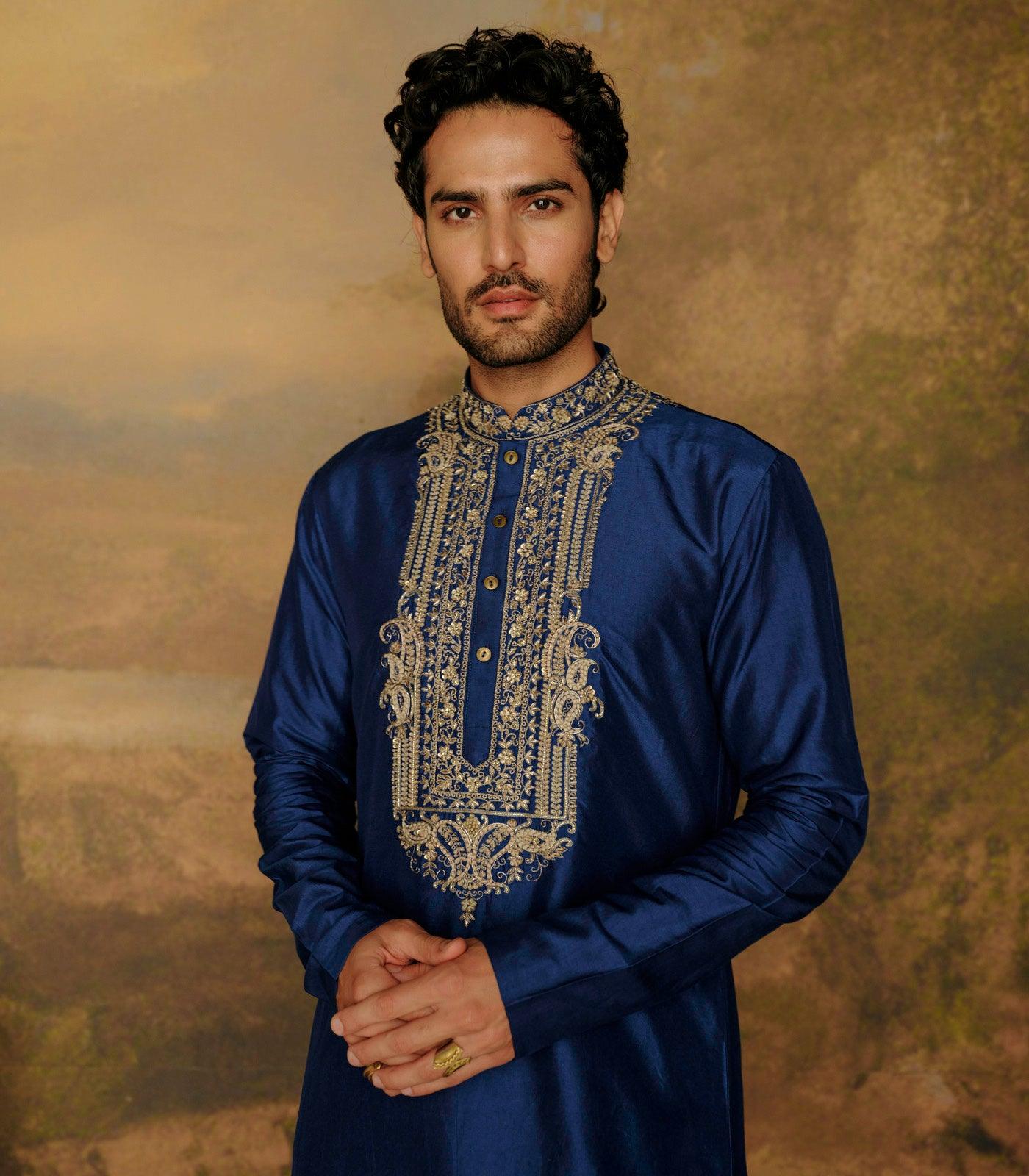 Navy Blue Embroidered Kurta Set - Jayanti Reddy