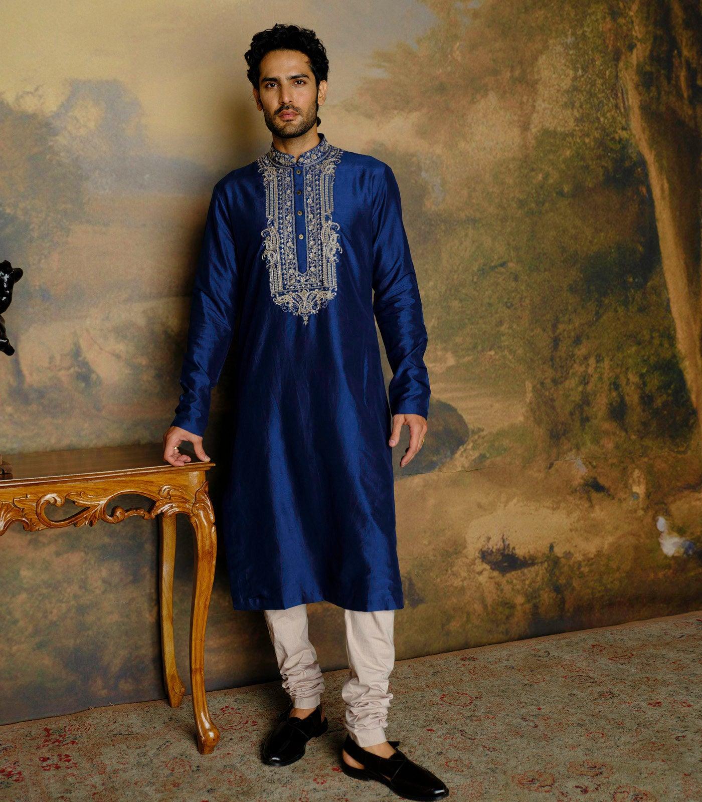 Navy Blue Embroidered Kurta Set - Jayanti Reddy
