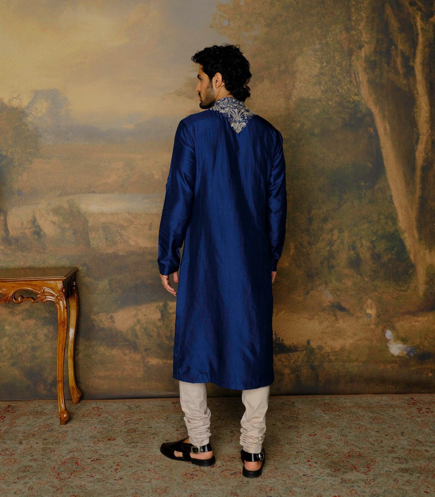 Navy Blue Embroidered Kurta Set - Jayanti Reddy