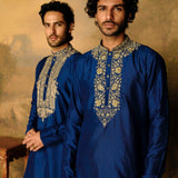 Navy Blue Embroidered Kurta Set - Jayanti Reddy