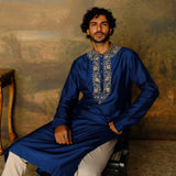Navy Blue Embroidered Kurta Set - Jayanti Reddy