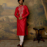 Red Embroidered Kurta Set - Jayanti Reddy