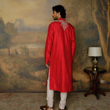 Red Embroidered Kurta Set - Jayanti Reddy