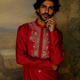 Red Embroidered Kurta Set - Jayanti Reddy