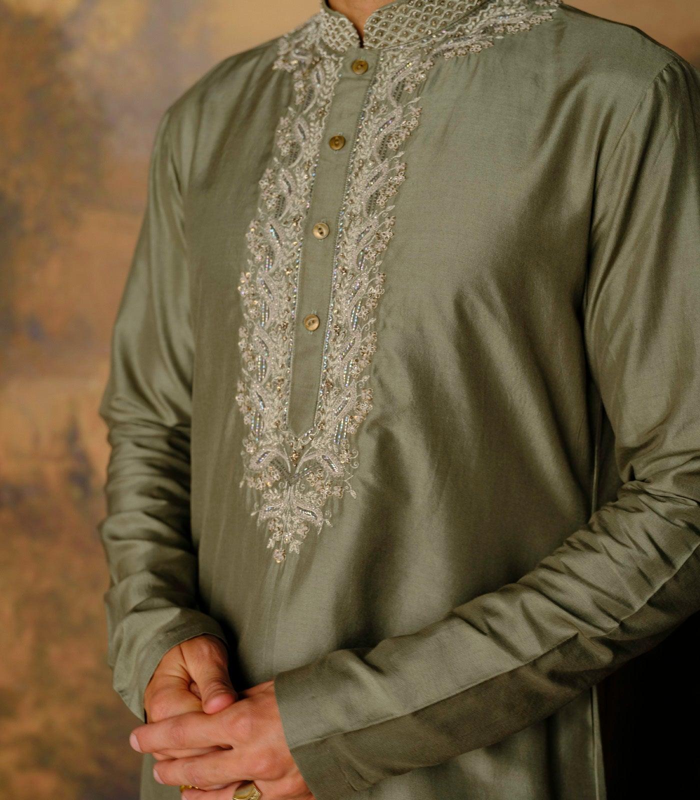 Mint Green Embroidered Kurta Set - Jayanti Reddy