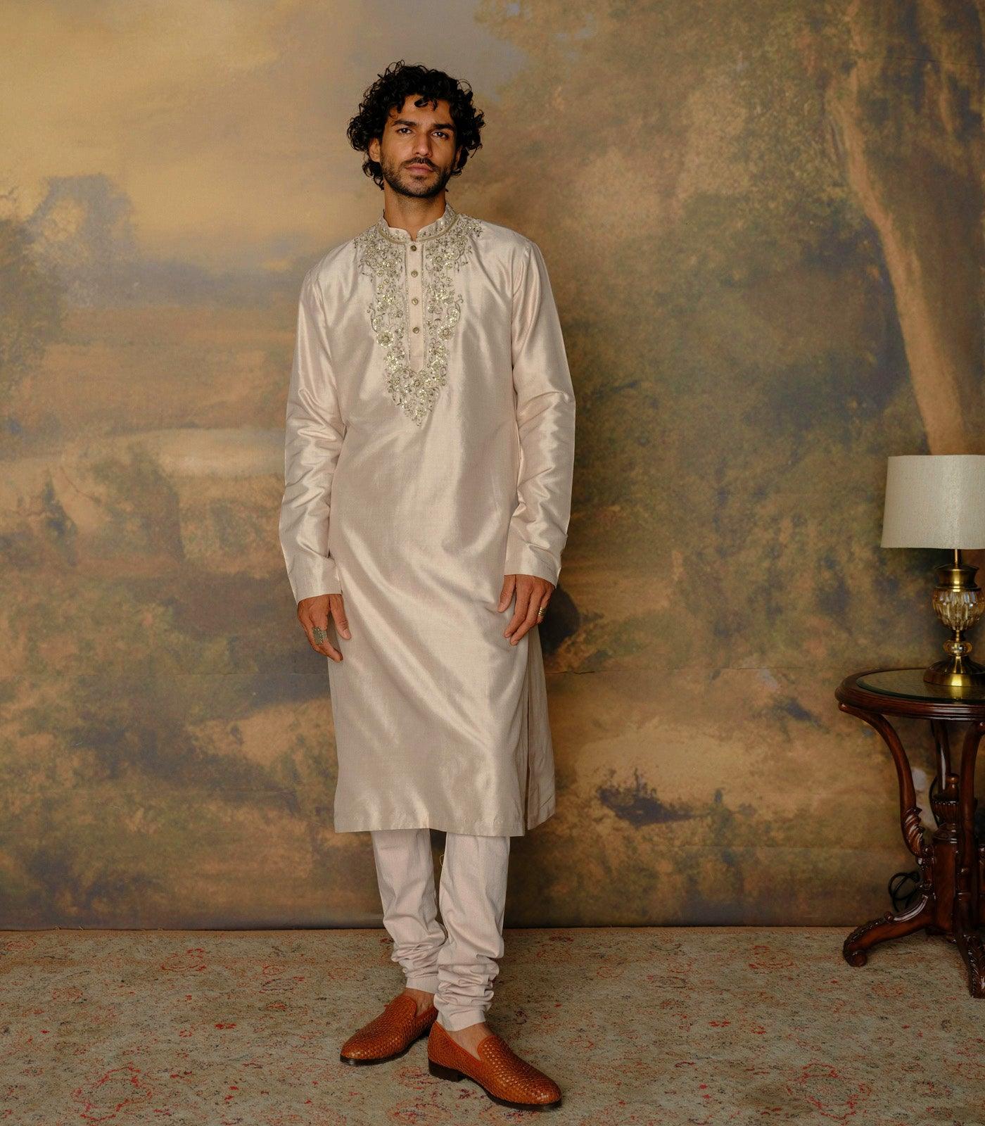Beige Embroidered Kurta Set - Jayanti Reddy