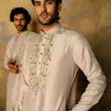 Beige Embroidered Kurta Set - Jayanti Reddy