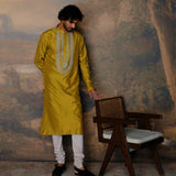 Mustard Embroidered Kurta Set - Jayanti Reddy