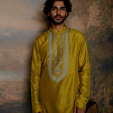 Mustard Embroidered Kurta Set - Jayanti Reddy