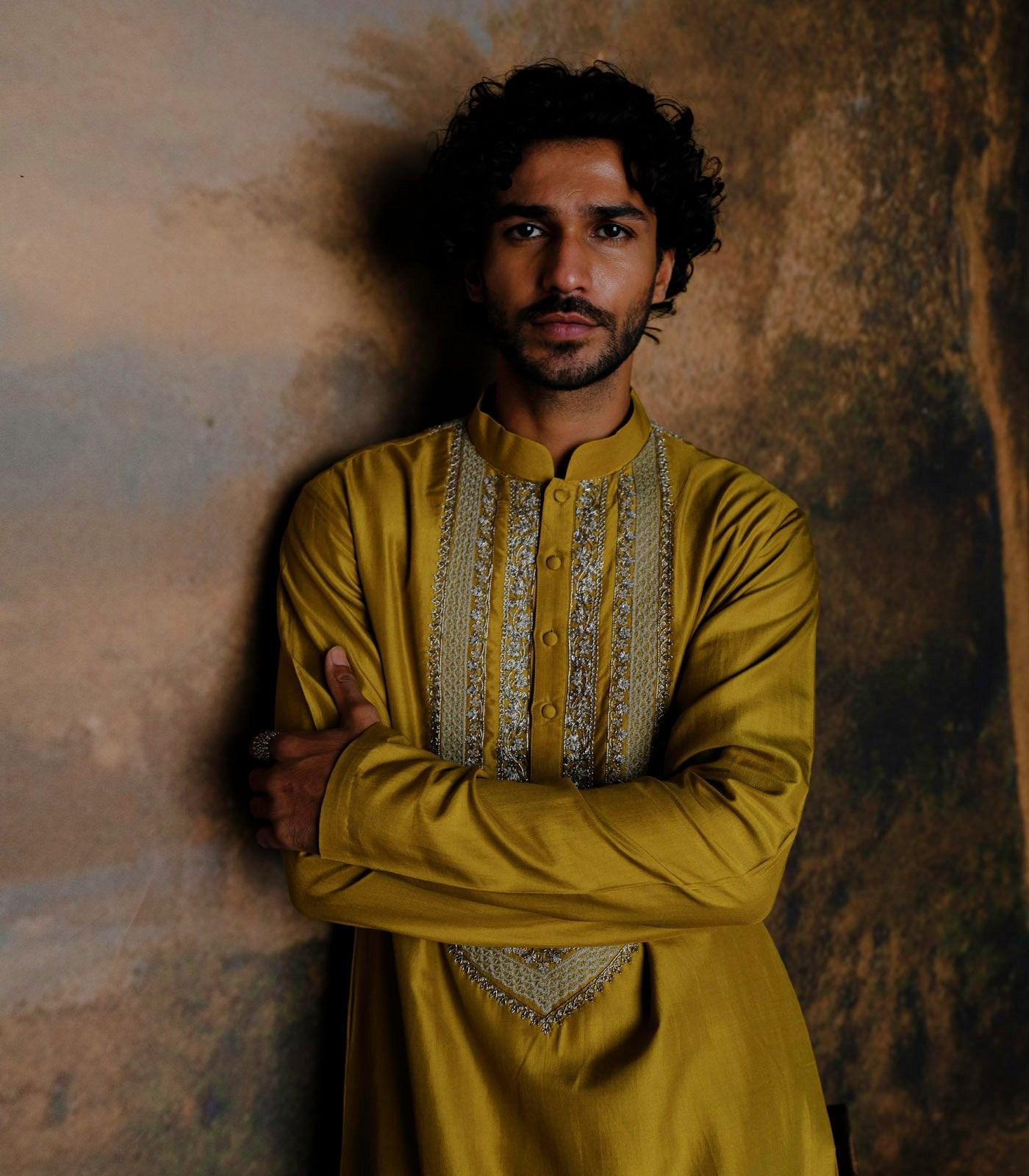 Mustard Embroidered Kurta Set - Jayanti Reddy