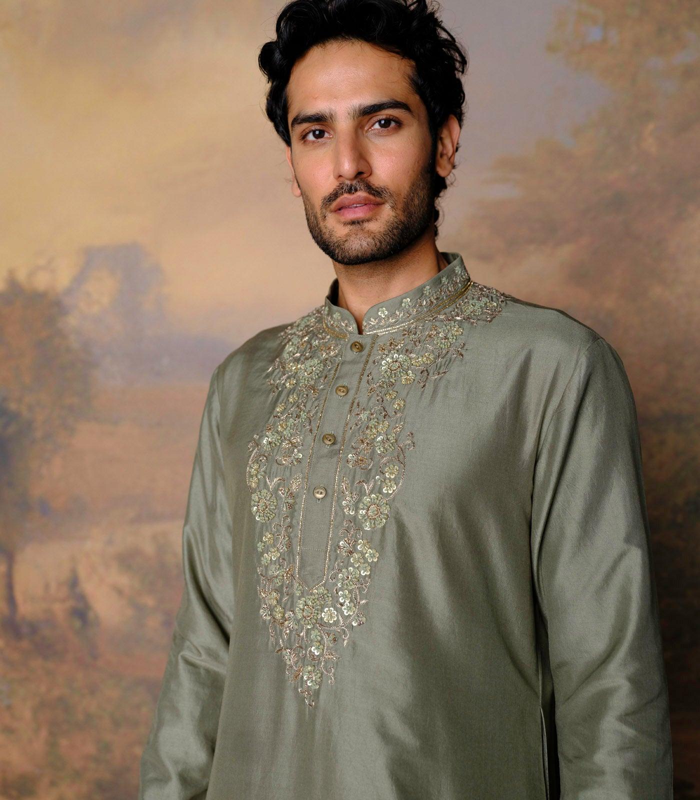 Mint Green Embroidered Kurta Set - Jayanti Reddy
