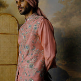 Peach Embroidered Bandi Set - Jayanti Reddy