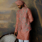 Peach Embroidered Bandi Set - Jayanti Reddy