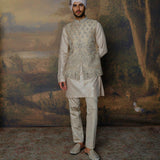 Beige Embroidered Bandi Set - Jayanti Reddy