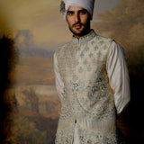 Beige Embroidered Bandi Set - Jayanti Reddy