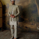 Beige Embroidered Bandi Set - Jayanti Reddy