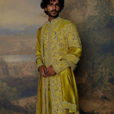 Mustard Embroidered Sherwani Set - Jayanti Reddy