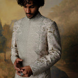 Beige Embroidered Sherwani Set - Jayanti Reddy