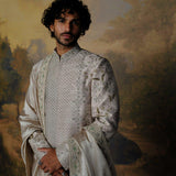 Beige Embroidered Sherwani Set - Jayanti Reddy