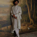 Beige Embroidered Sherwani Set - Jayanti Reddy