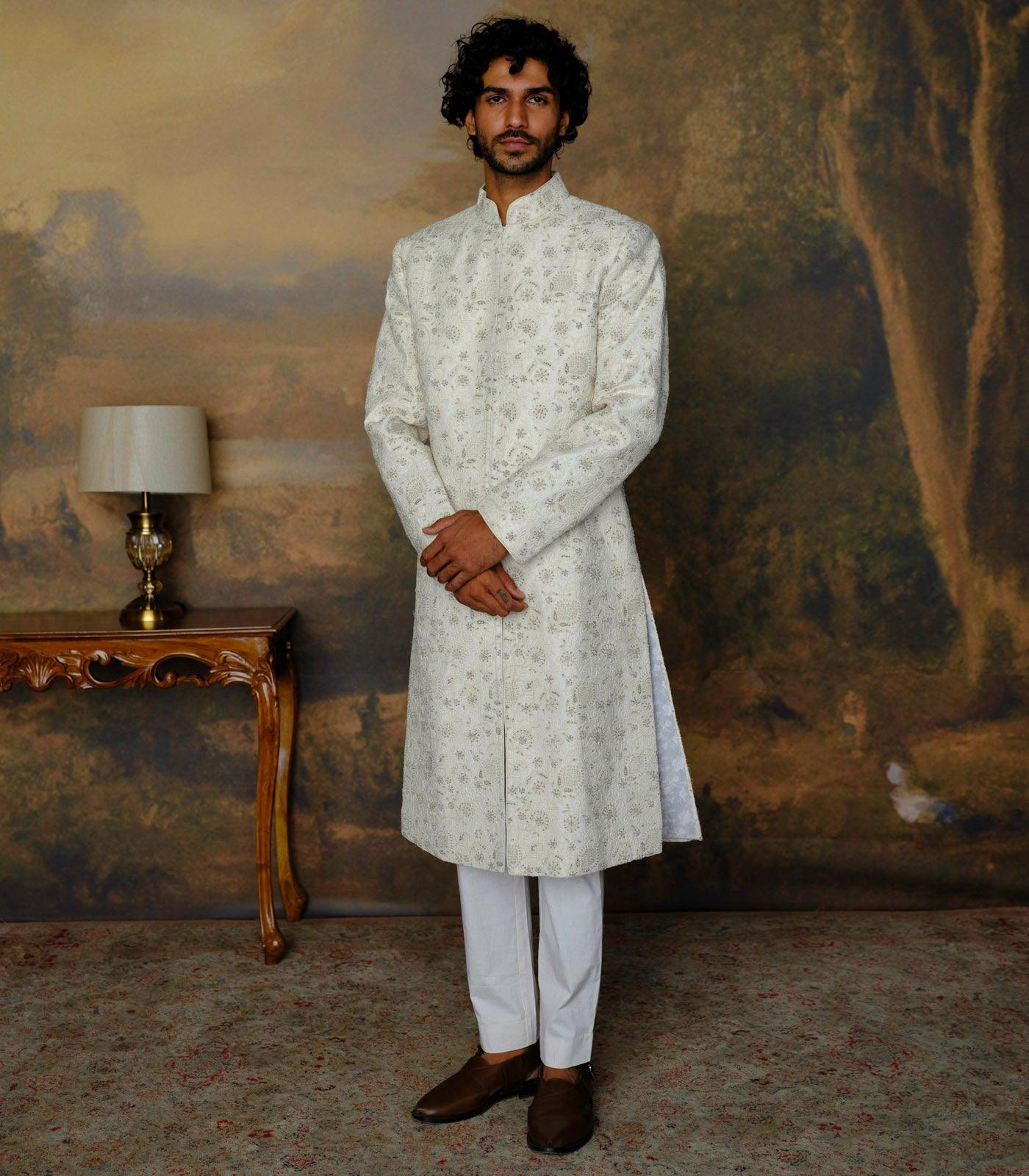 Ivory Chikankari Sherwani Set - Jayanti Reddy
