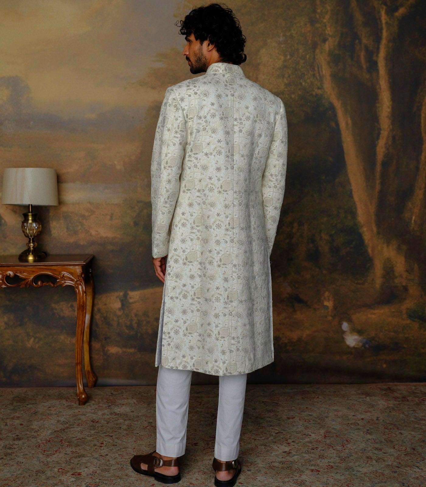 Ivory Chikankari Sherwani Set - Jayanti Reddy