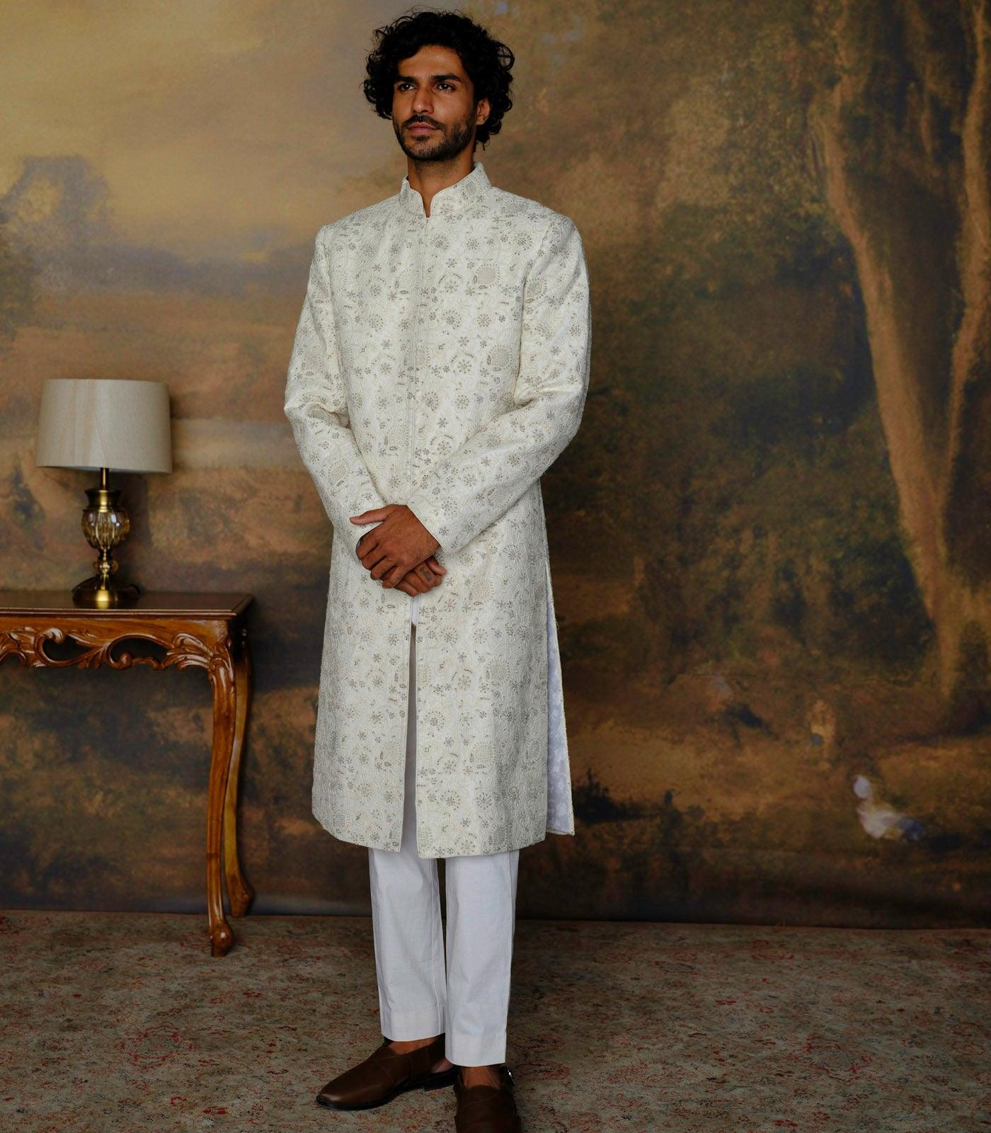 Ivory Chikankari Sherwani Set - Jayanti Reddy