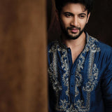 Rohit Saraf in blue embroidered kurta set