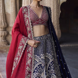 Purple raw silk lehenga set