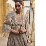 Golden beige organza lehenga set