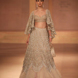 Beige organza lehenga set