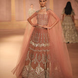 Peach organza lehenga set