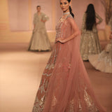 Peach organza lehenga set