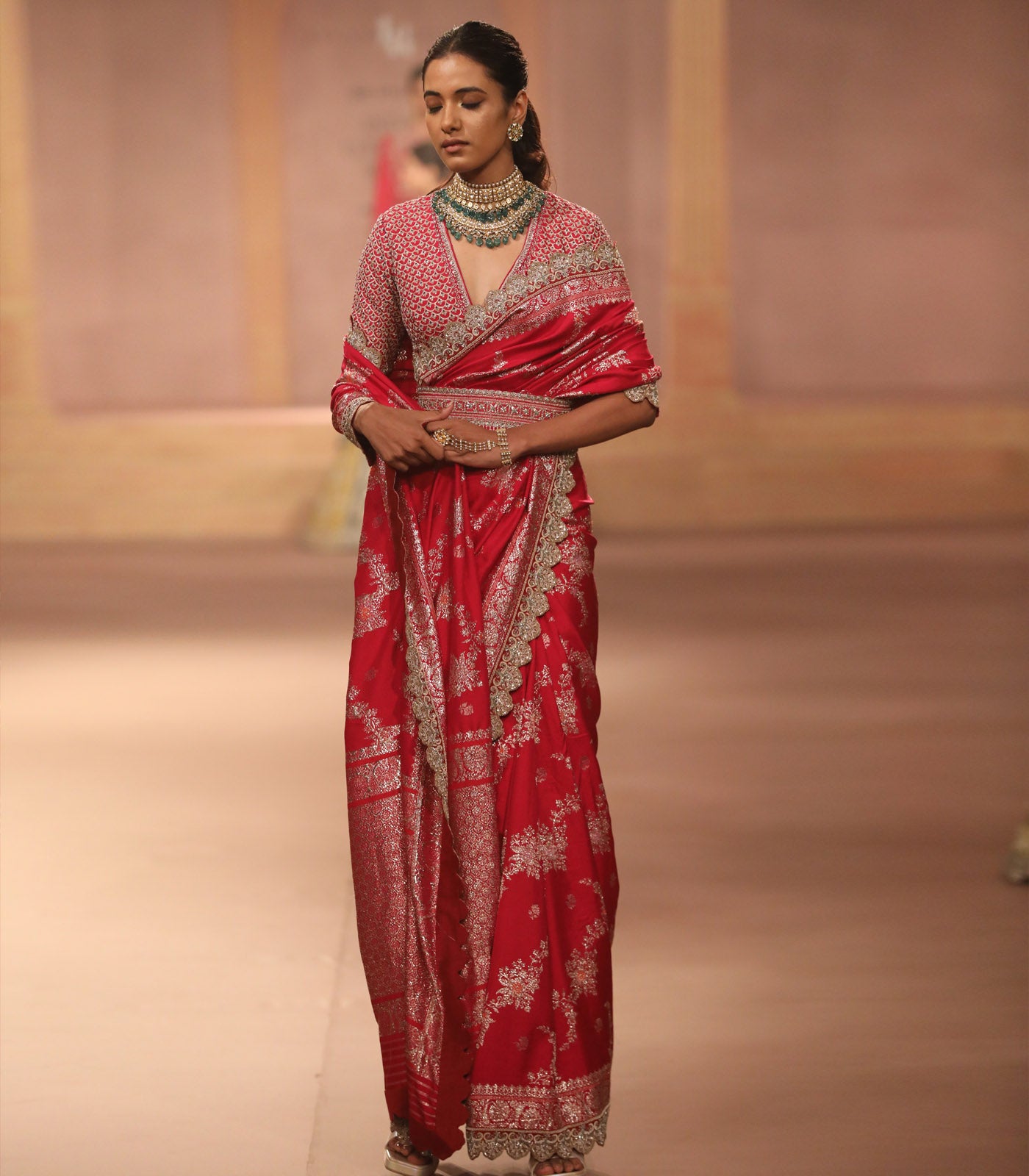 F Anti Rani Rani pink saree set – Jayanti Reddy
