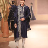 Purple silk kurta set