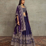 Purple Embroidered Lehenga Set - Jayanti Reddy