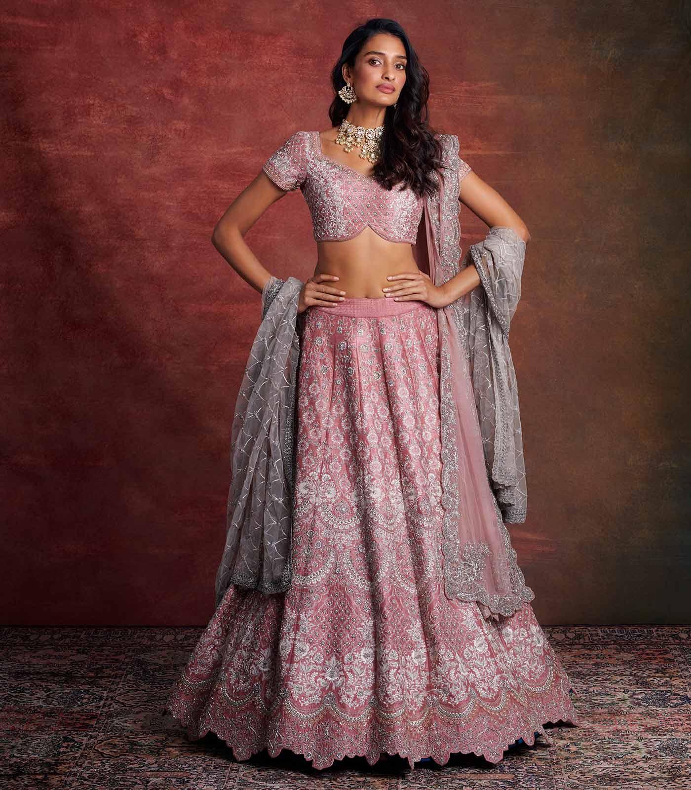 Blush pink embroidered lehenga set - Jayanti Reddy