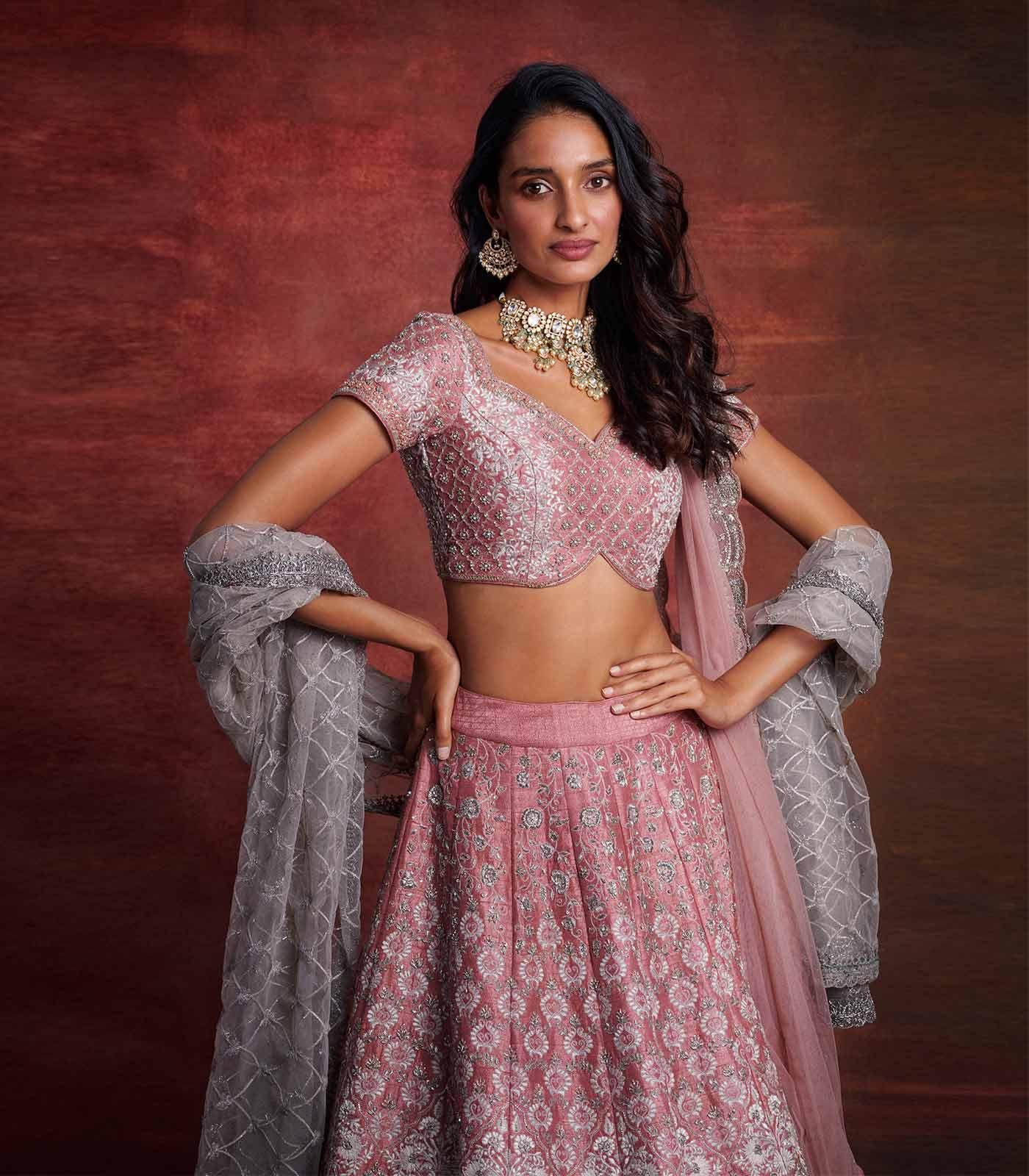 Blush pink embroidered lehenga set - Jayanti Reddy